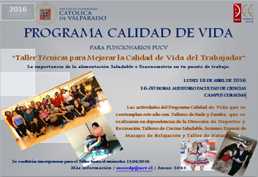 Convocan a Taller y Charla “Técnicas para Mejorar la Calidad de Vida del Trabajado