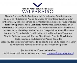 Cuaderno XIX del Foro Valparaíso.