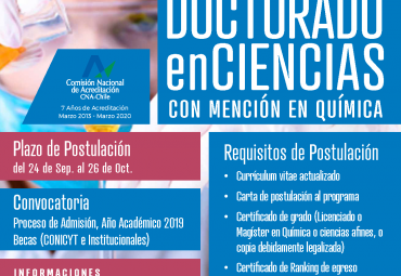 Abierta Convocatoria 2019 Doctorado en Ciencias Mención Química