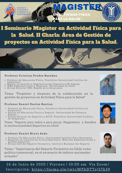 I Seminario Magister en Actividad Física para la Salud: II Charla. Área de Gestión de proyectos en Actividad Física y Salud