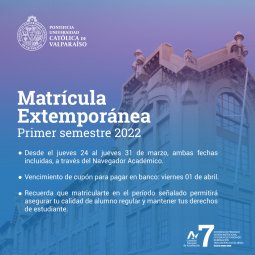 Matrícula extemporánea primer semestre 2022