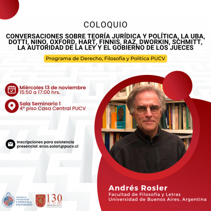 Coloquio "Una conversación sobre teoría jurídica y política, la UBA, Dotti, Nino, Oxford, Hart, Finnis, Raz, Dworkin, Schmitt, la autoridad de la ley y el gobierno de los jueces"